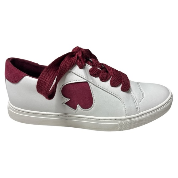 Kate Spade Fez White Leather Burgundy Sneakers Sz:6 - Picture 3 of 14